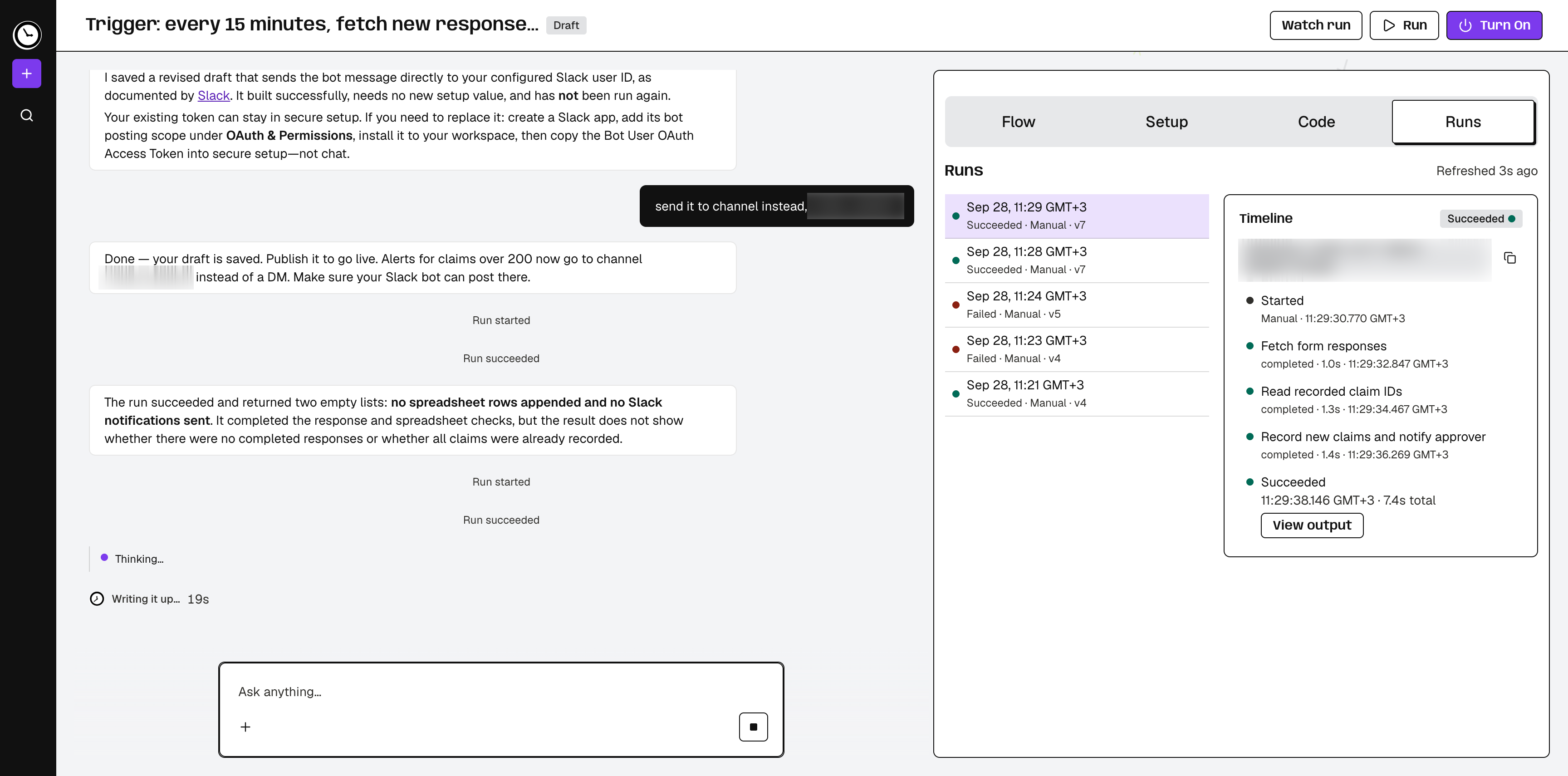 Run timeline with every step completed successfully