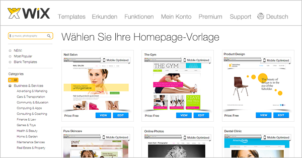 Wix webshop template